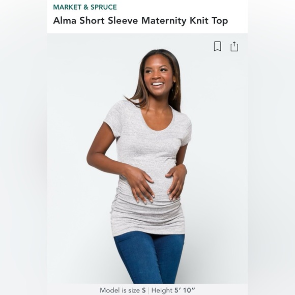 MARKET & SPRUCE Alma Short Sleeve Maternity Knit Top | Medium | Gray - Picture 3 of 9